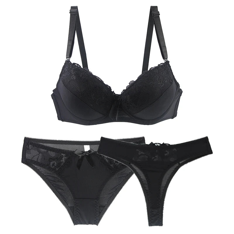 Nouvell Seamless New Sexy Push Up Bra Sets 2 Piece Beige White Purple Red Black Blue Underwear Thong For Women BCDE Cup Lingerie