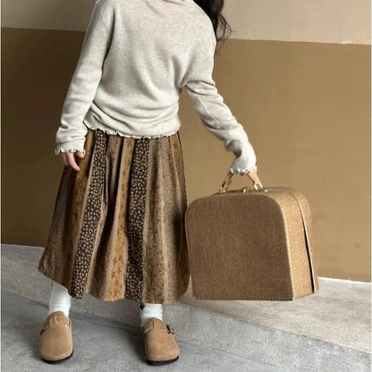 2025 New Cute Toddler Corduroy Floral Skirt Spring Autumn Kids' Half Skirt Stylish Corduroy Floral Dress for Girls Age 3-8
