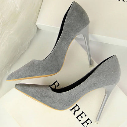 BIGTREE Shoes Classic High Heels Woman Pumps Sexy Office Shoes Stiletto Heels Fashion Large Size Women Heels Pumps Grey Green
