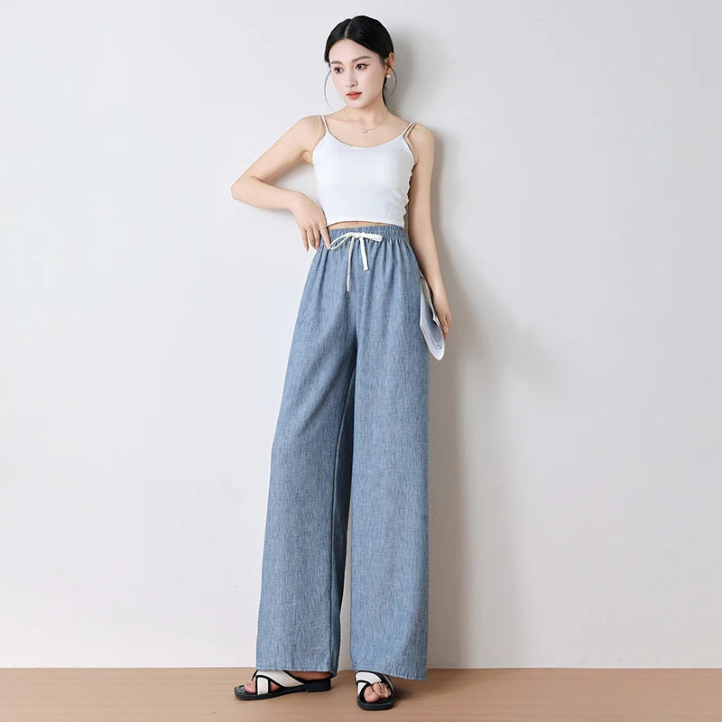 Women's Loose Thin Pants 2026 Casual Classic Solid Color Cool Soft Women's High Elasticity Daily Casual Plus Size Pants