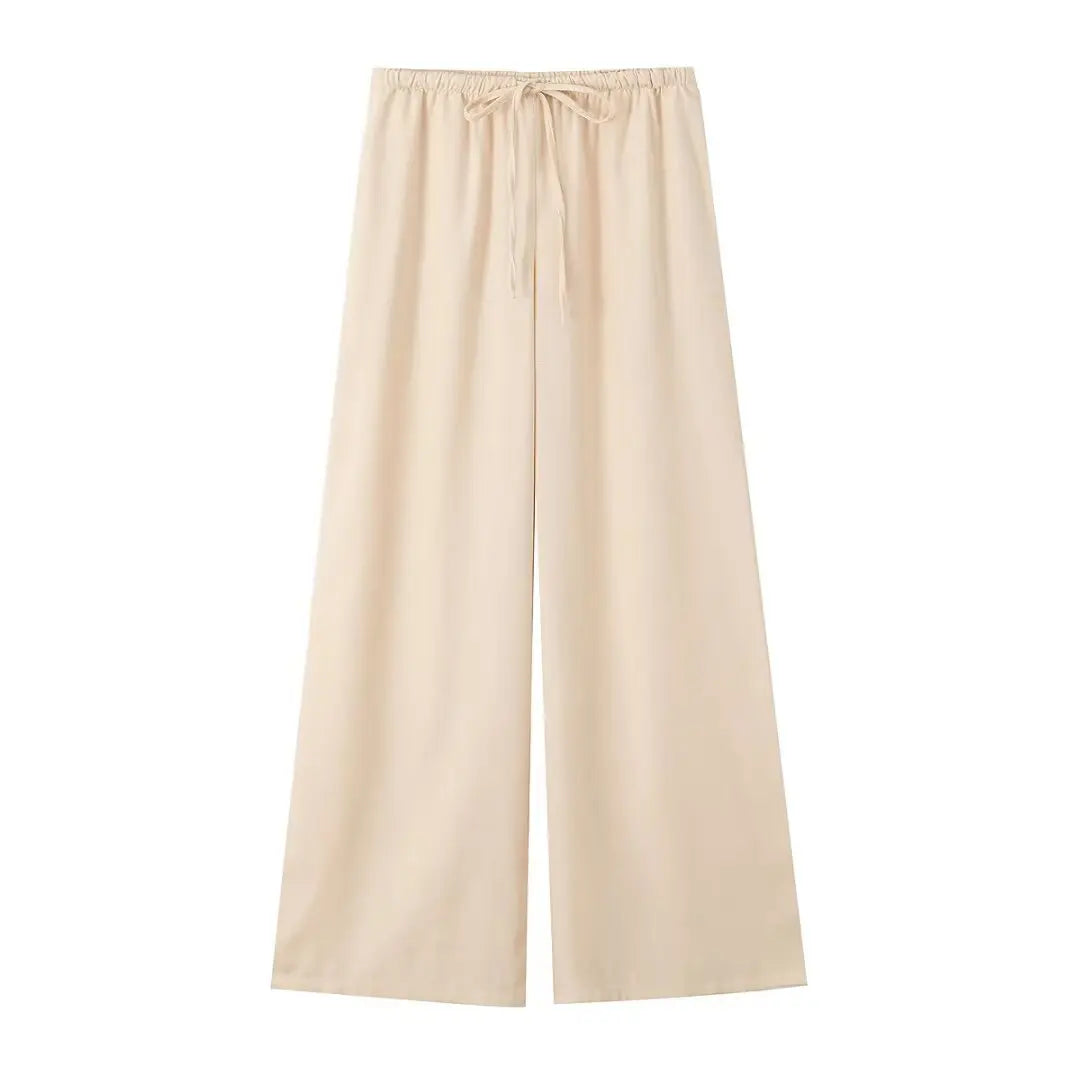 HH 2025 Spring Women Fashion Linen Suits New Solid Cardigan Kimono Top + Versatile Outerwear Female Wide Leg Long Pant