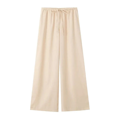 HH 2025 Spring Women Fashion Linen Suits New Solid Cardigan Kimono Top + Versatile Outerwear Female Wide Leg Long Pant