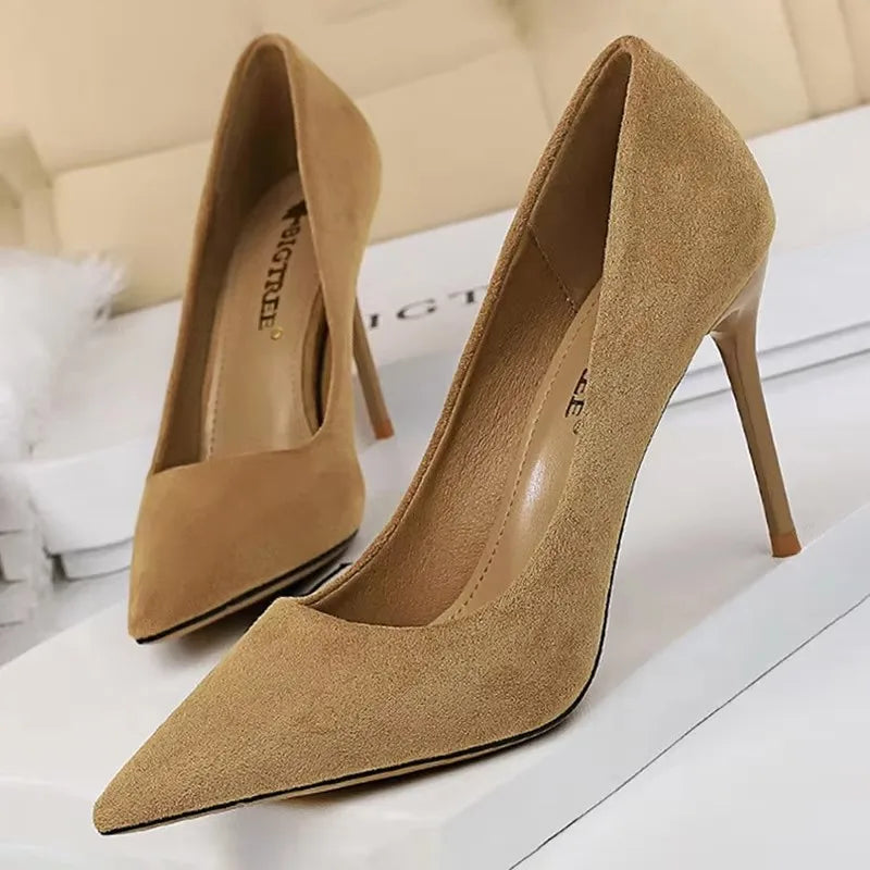 BIGTREE Shoes 2026 New Women Pumps Suede High Heels Shoes Fashion Office Shoes Stiletto Party Shoes Female Comfort Women Heels