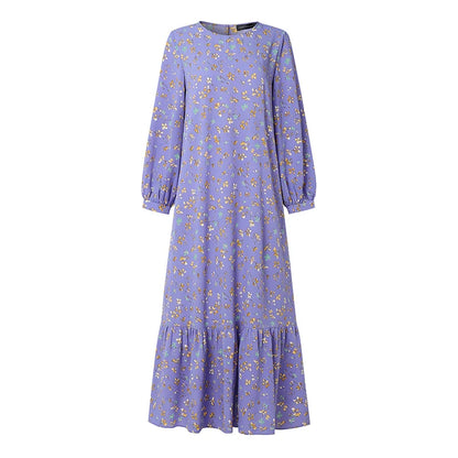 Women Bohemain Printed Maxi Dress ZANZEA Elegant Muslim Abaya Casual Long Sleeve Floral Sundress Kaftan Robe Femme Hijab Vestido