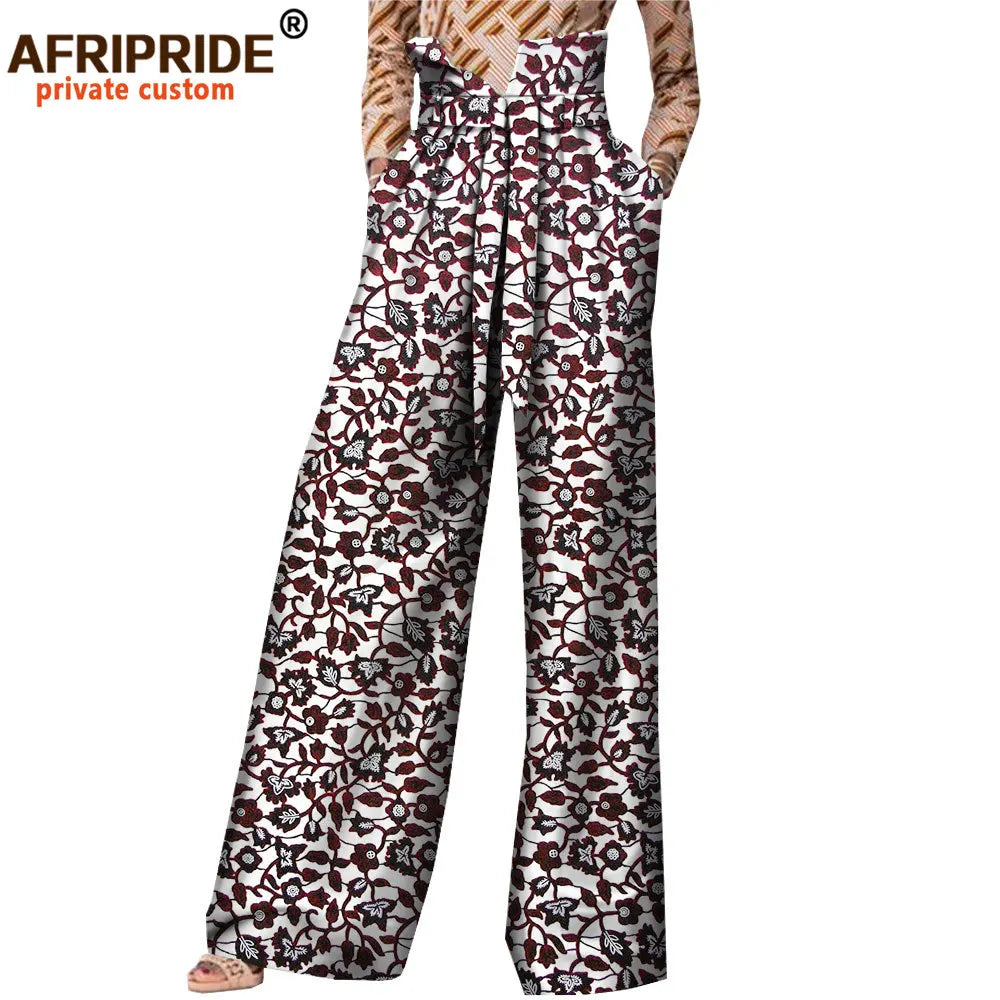 2026African Pants for Women Plus Size Wear Trousers Customzied High Waist Full Length Back Zipper Pants with Sashes A1821002