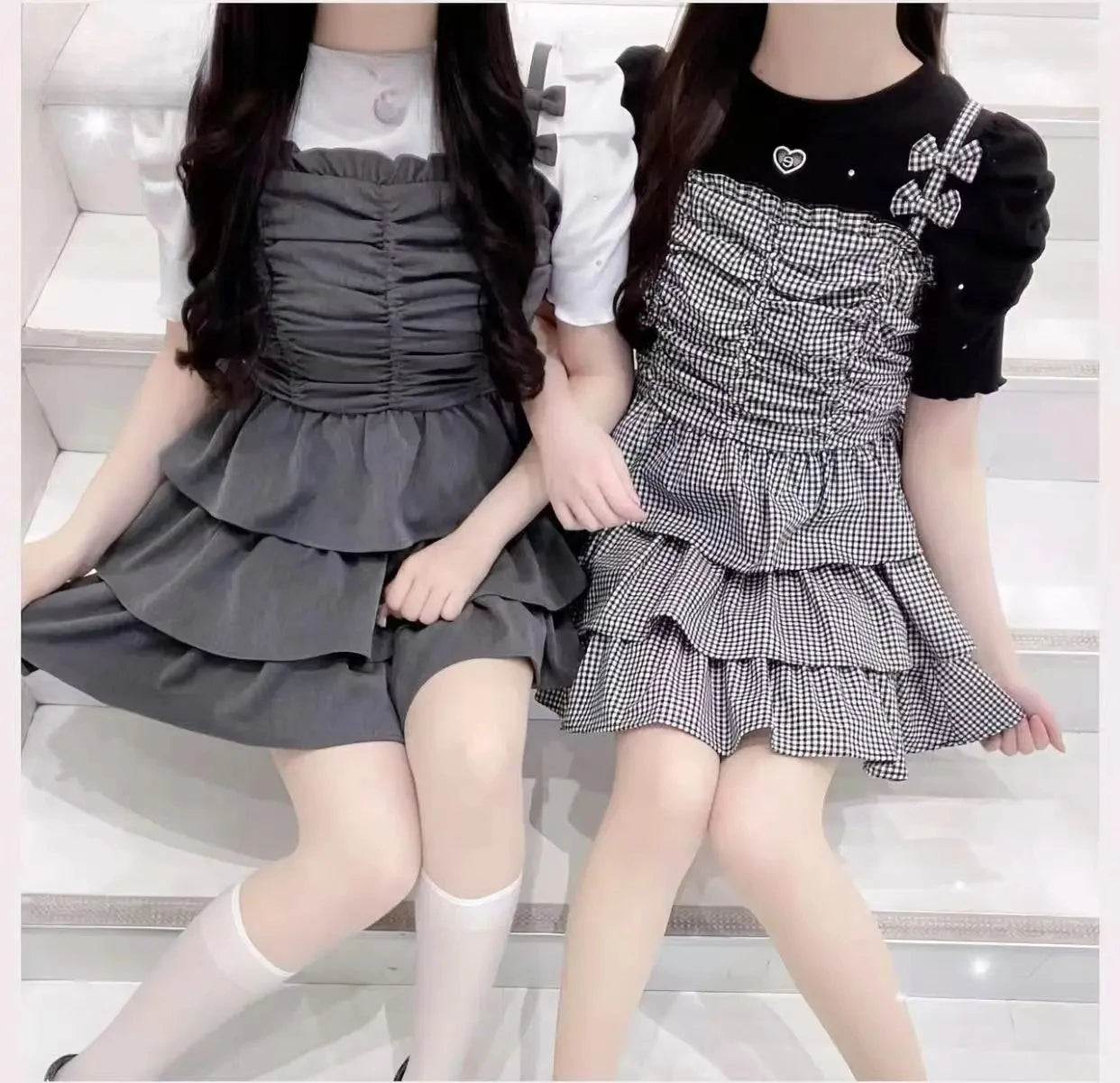 Japanese Style Sweet Lady Crew Neck Tees Bubble Short Sleeve T-shirts Versatile Slim Fit Women's Tops Spring and Summer