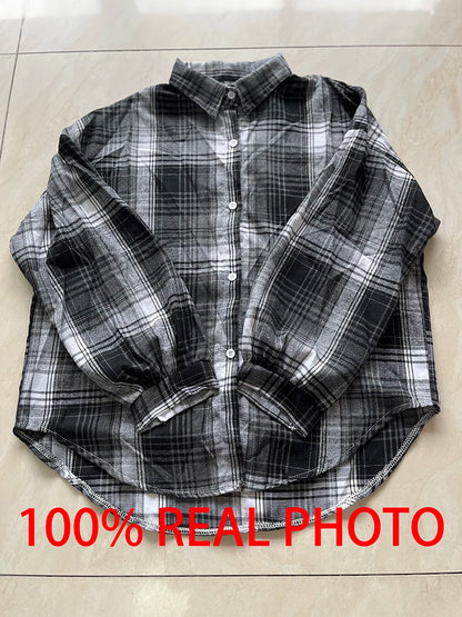 Plaid Shirt Women Autumn Long Sleeve Top Female Vintage Fashion Single Breasted Blouse Ladies Preppy Style Loose Check Shirts