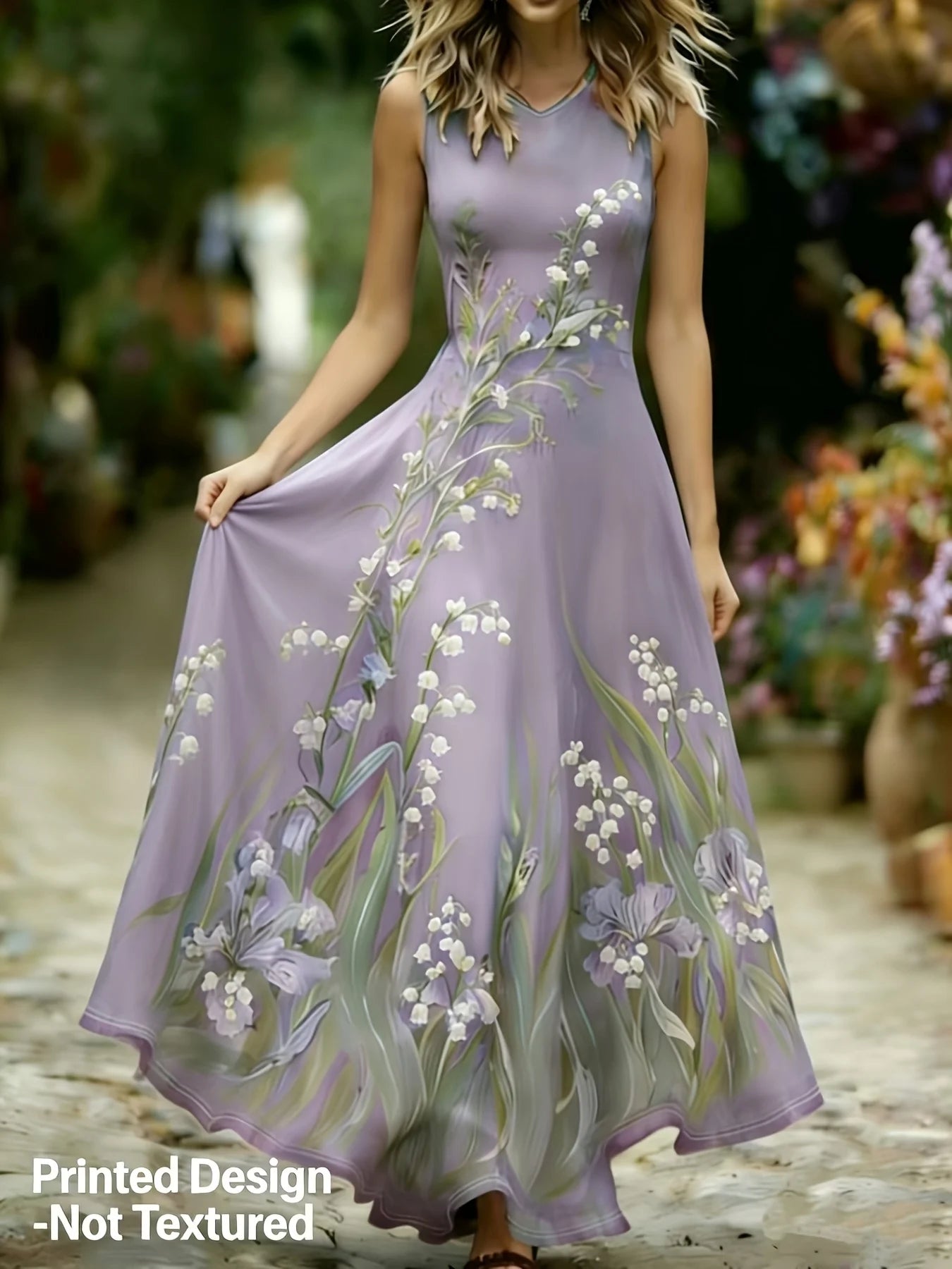 Bohemian Floral Print Sleeveless Long Dress, Women's Casual Beach Long Dress, Summer Vacation A-Line Beach Dress, Cocktail Party Dress