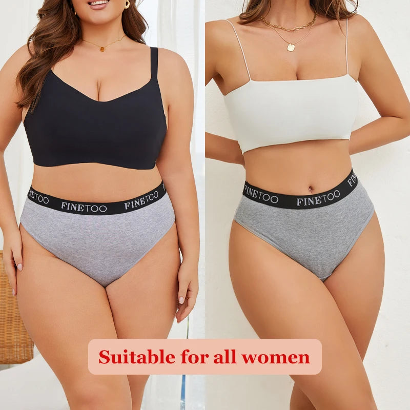 3pcs Plus Size Women Seamless Thongs Cotton High-Waist Comfort Underwear Sexy Elastic Wide Belt Panties Soft Breathable Lingerie