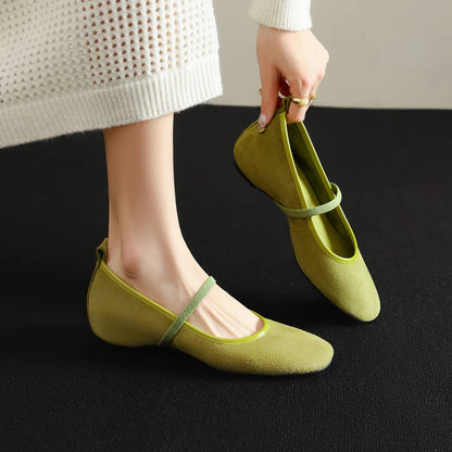 Dilalula 2027 News Genuine Kid Suede Mary Janes Shoes Women Med Heels Elastic Band Closure Pumps Young Lady Casual Shoes Dress