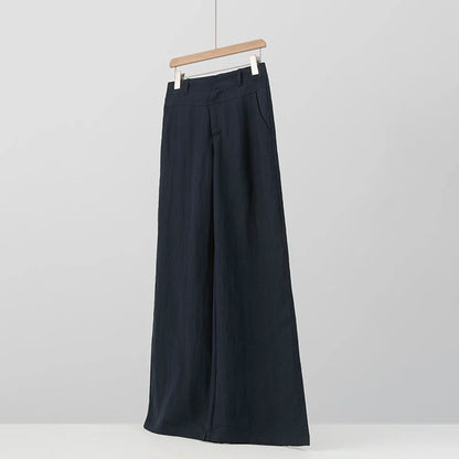 Women Casual Wide Leg Pants Elastic High Waist Linen Trousers Summer Fashion Women Clothes Beachwear