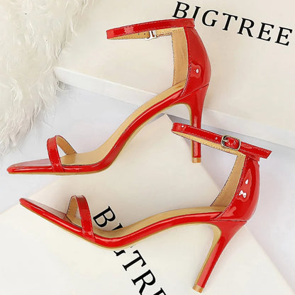 BIGTREE Shoes Women 8 Cm 11 Cm Heels Sandals Summer Women Sandals Fashion Kitten Heels Stilettos Patent Leather High Heels 2026