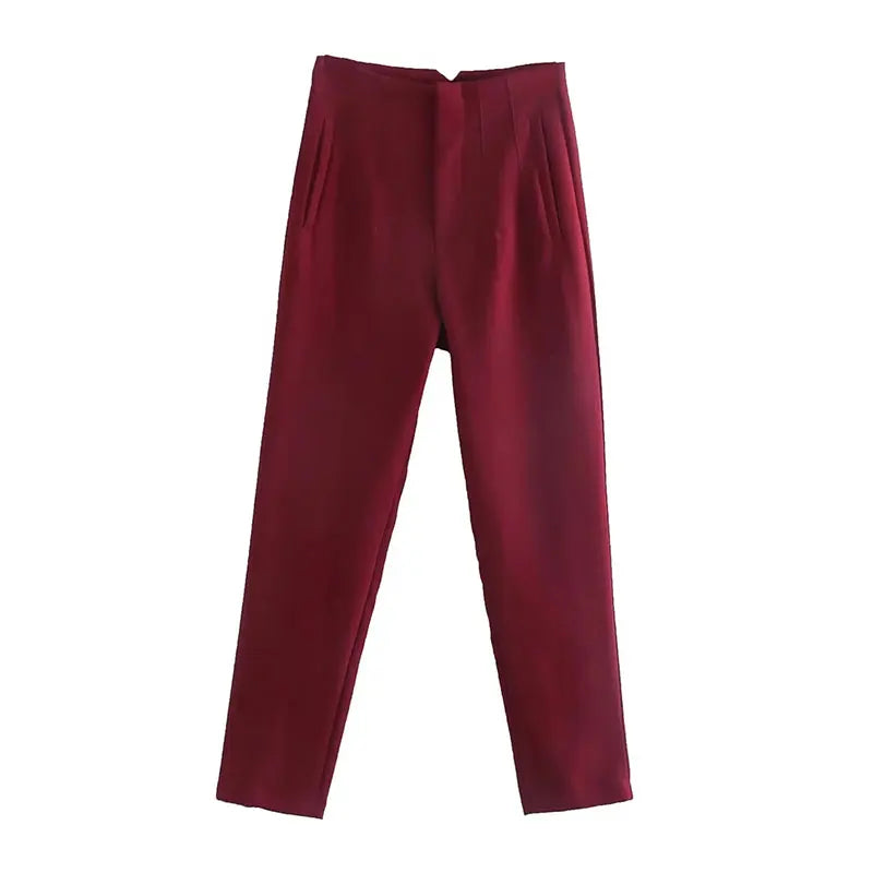 2024 Woman Solid Trouser High Waist Slim Zipper Fly Long Pants Female Wild Commute Office Lady Woman Pencil Pant Street