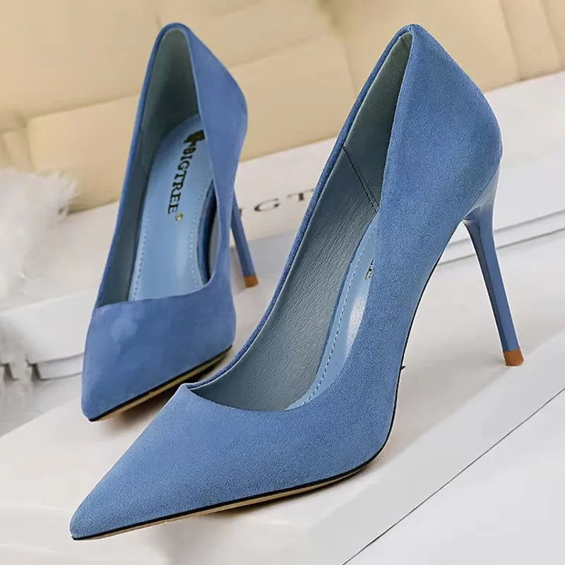 BIGTREE Shoes 2026 New Women Pumps Suede High Heels Shoes Fashion Office Shoes Stiletto Party Shoes Female Comfort Women Heels