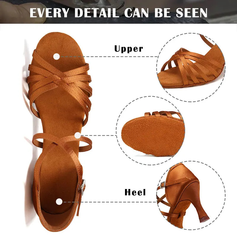 SWDZM Women Latin Dance Shoes High Heels Tango Party Dance Shoes For Girls Ladies Satin Salsa Sandals Dancing Ballroom Shoes