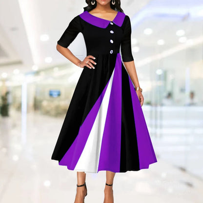 Summer Fashion Women Loose Boho Elegant Dress Large S-5XL Party Printed Half Sleeve Irregular Long Dresses