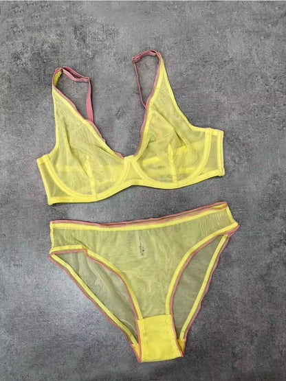 YUQI French Summer Bra - Sexy Euro Color-Block Lingerie | Slim Push-Up Lift & Anti-Sag Support | Anti-Sag Comfort Fit Underwear