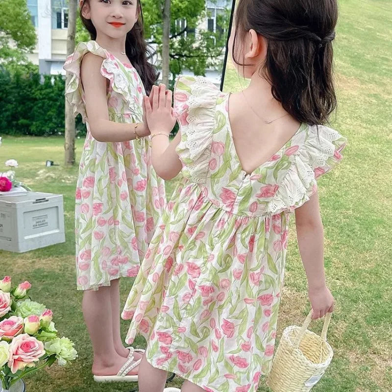 Flutter Sleeve Dress for Little Girls Summer Dress Girl Party Clothes 7 8 Years Year Old Luxury Dresses 10 12 Tweens Clothing 6