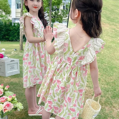 Flutter Sleeve Dress for Little Girls Summer Dress Girl Party Clothes 7 8 Years Year Old Luxury Dresses 10 12 Tweens Clothing 6