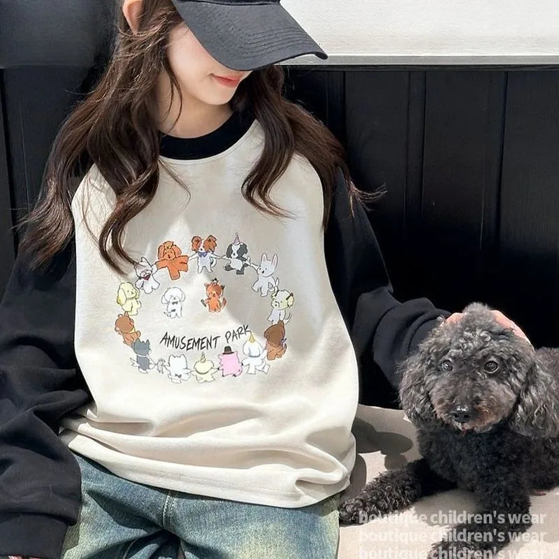 Cartoon Elementary Girl Spring Autumn Clothes T-shirt Teen Teenage Wear Children's Clothing From 8 To 12 Years Girls 11 Old Top