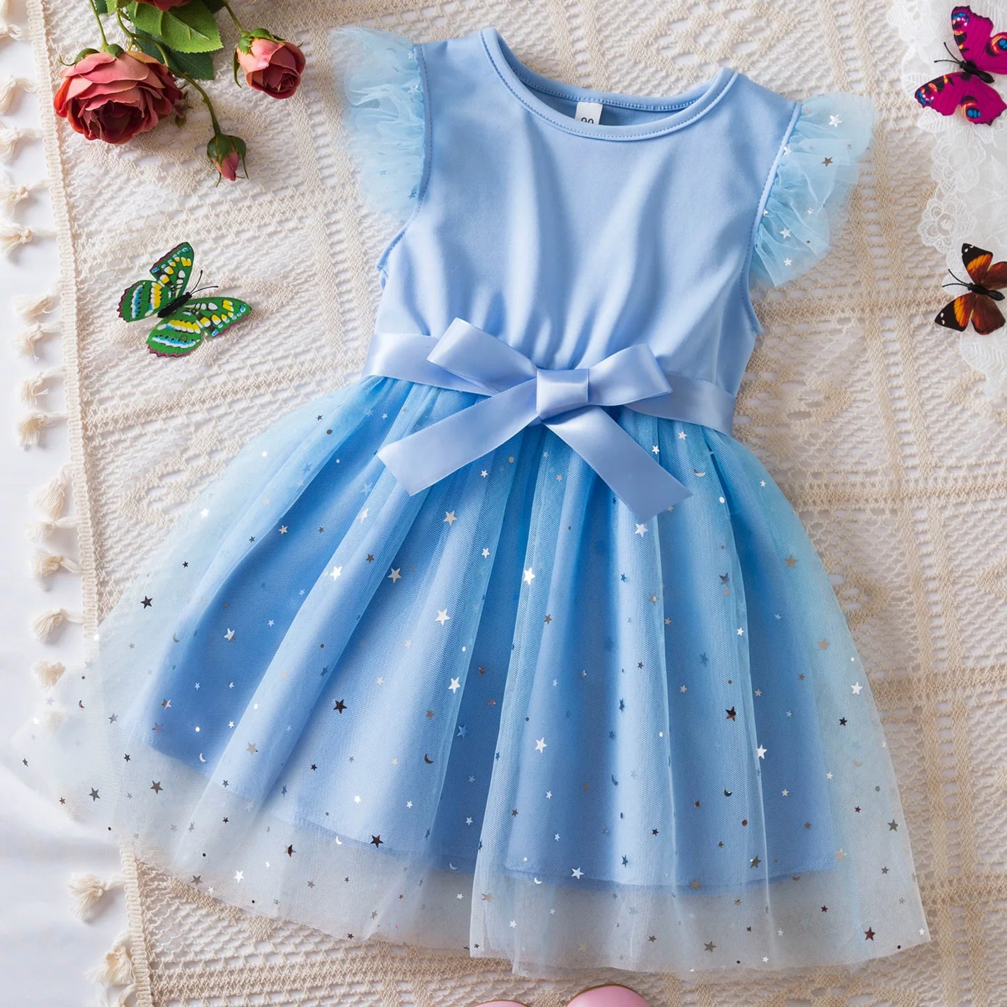 K-Pop Hunters Zoey Rumi Girls Sequin Tutu Dress with Bow Flutter Sleeves Summer Princess Party Outfit for Toddler Kids 2-6Y