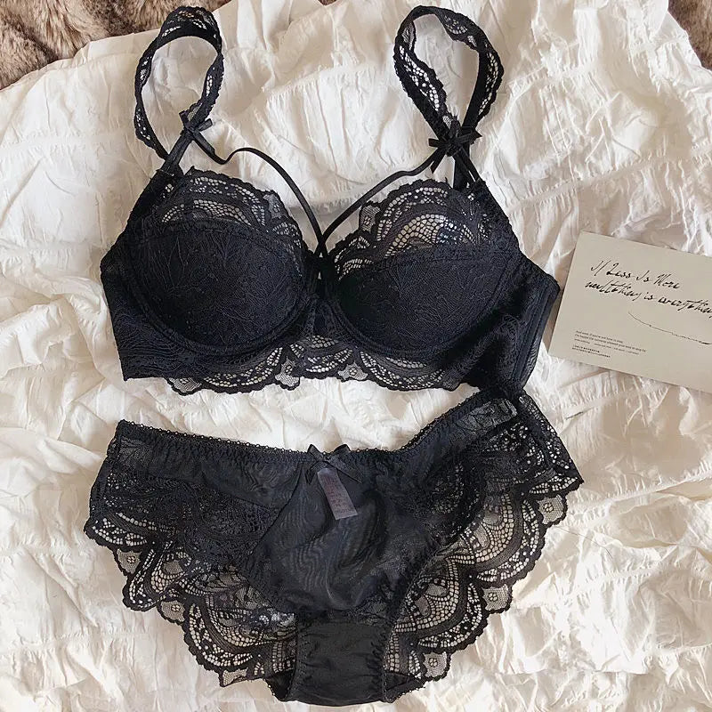 MOYISU Adjustable Lace Bralette for Small Chest Bra Set Removable Straps & Thin Padding Soft Wire Comfort Muslim Girls Underwear