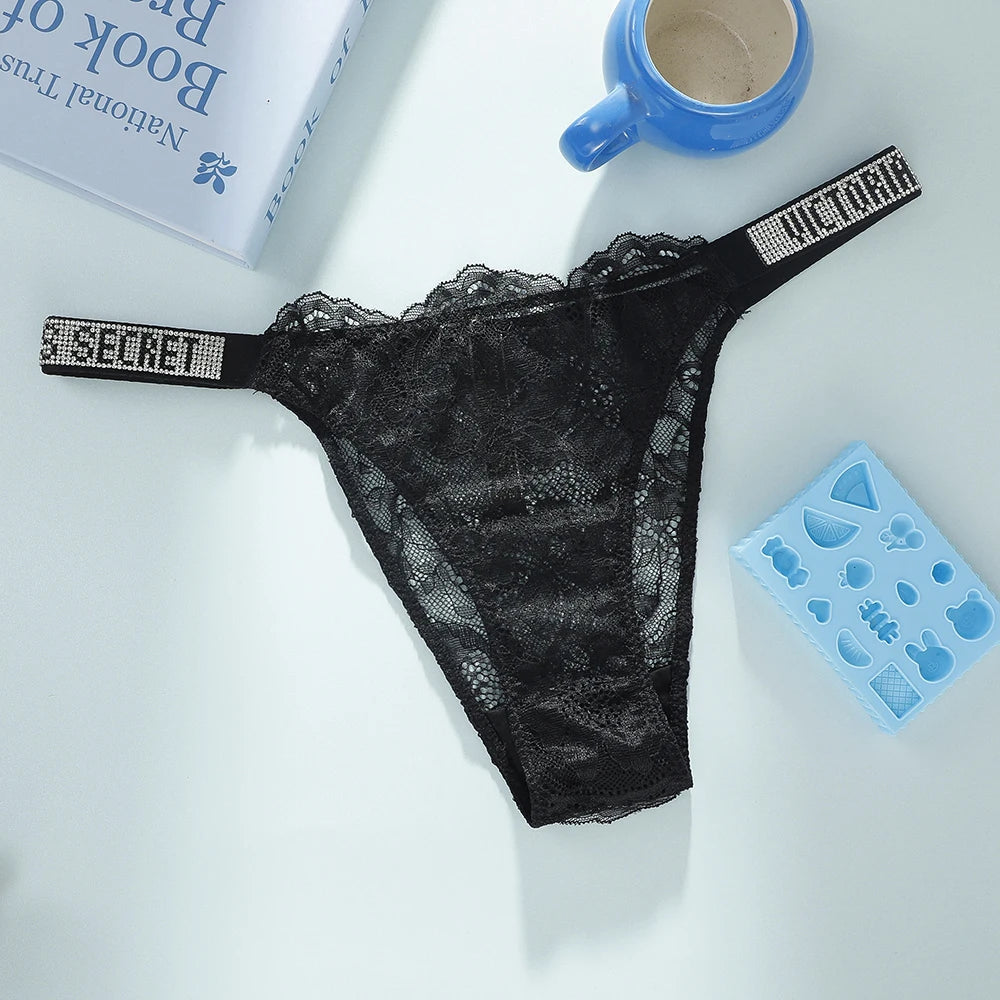 Victoria's Secret Women's Underwear Antibacterial Fashionable Soft with Rhinestones Breathable Panties Classic Sexy
