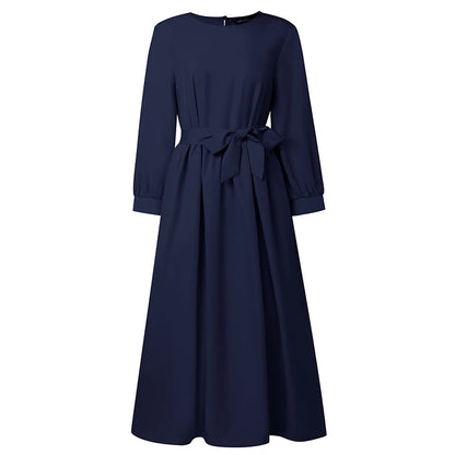 2026 ZANZEA Fashion Muslim Abaya Dress Dubai Robe Women Long Lantern Sleeve Pleated Sundress Elegant Solid A Line Party Dresses
