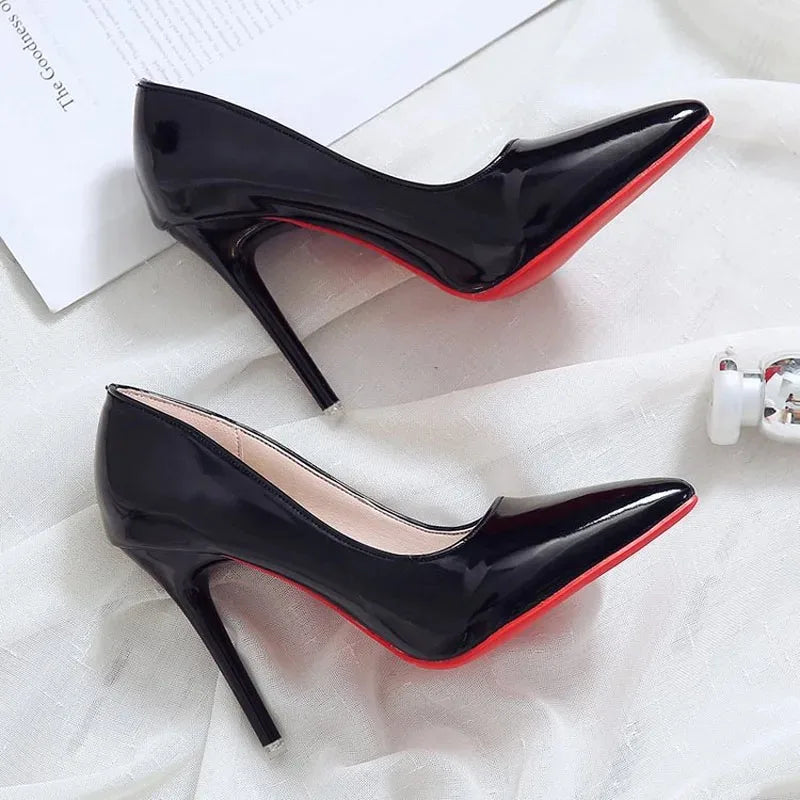 New Sexy Black Red Bottom High Heels for Ladies Women 7-9cm Stiletto Pointed Toe Shoes Women Nightclub Prom Party Shoes 42