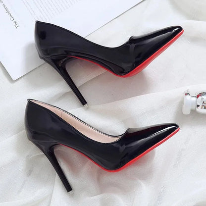 New Sexy Black Red Bottom High Heels for Ladies Women 7-9cm Stiletto Pointed Toe Shoes Women Nightclub Prom Party Shoes 42