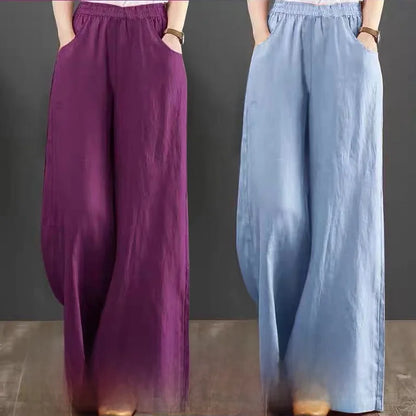 High Waist Wide Leg Pants Women's Casual Loose Cotton Linen Spring Summer Long Trousers Large Size Comfortable Drapey Style