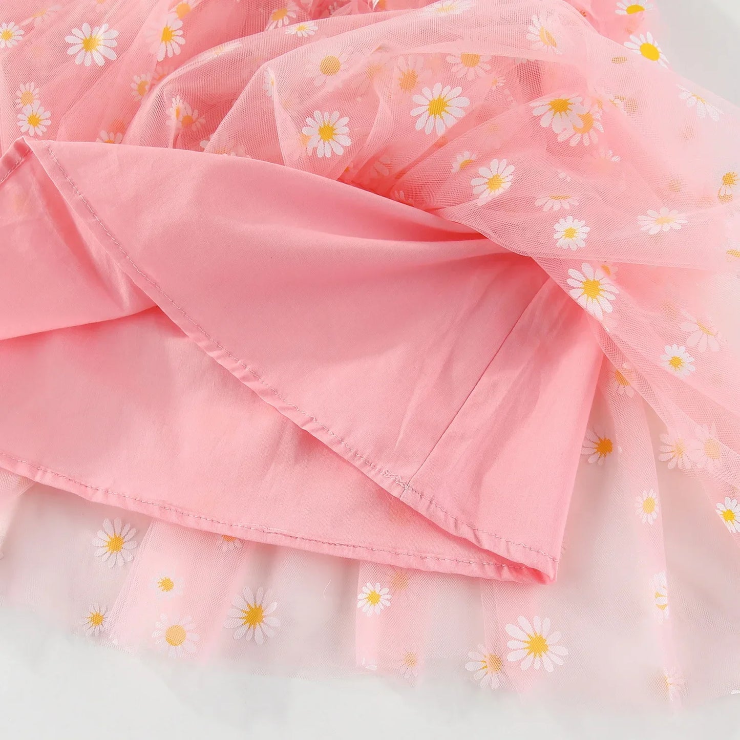Infant Baby Girl Summer Tulle Dress 0-5T Daisy Print Tiered Cake Skirt Spaghetti Strap Princess Girl Party Dress