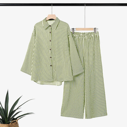 ZNAZEA Fashion Autumn Lapel Neck Long Sleeve Shirt Tops Loose Wide Leg Pant Sets Women Outfits Casual OL Work Tracksuit 2 Pieces