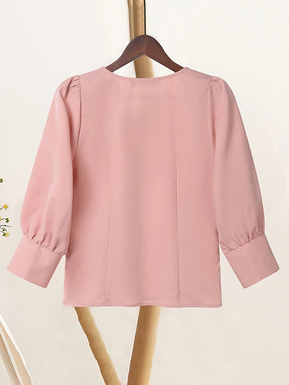ZANZEA Elegant Embroidered Floral Women Blouses 2025 Autumn Fashion Square Neck 3/4 Puff Sleeve Short Tops Commuting Wear S-3XL