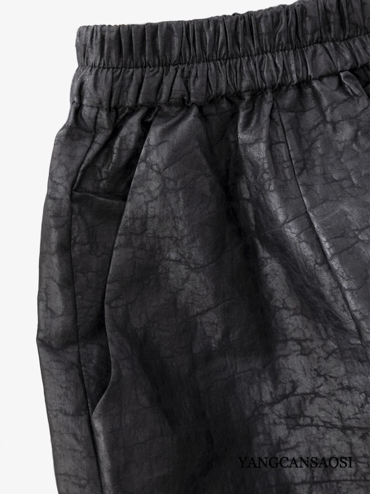 Plus Size Simple Black 100% Natural Mulberry Silk Fragrant Cloud Silk Turtle Crack Temperament Versatile Loose Wide Leg Pants