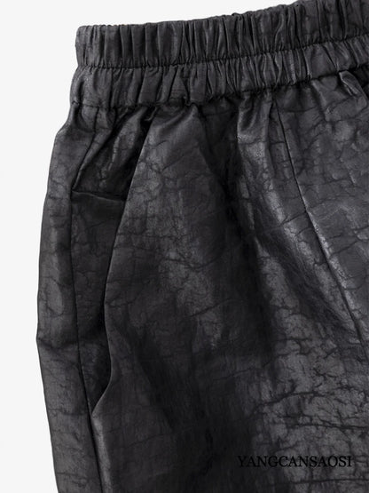 Plus Size Simple Black 100% Natural Mulberry Silk Fragrant Cloud Silk Turtle Crack Temperament Versatile Loose Wide Leg Pants