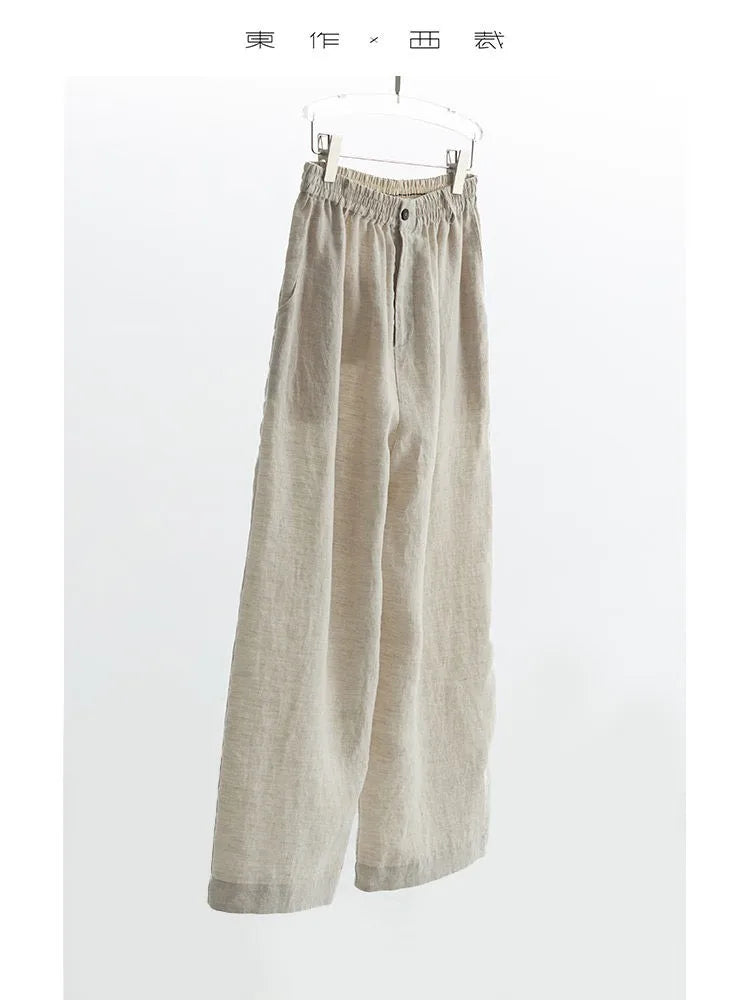 21 Count Ramie Elastic Waist Plus Size Casual Pants Loose Linen Women's Trousers 2026 Spring/Summer Women's Fashion