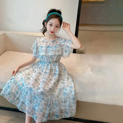 Summer Floral Dress Year Old Girls Children's Clothing Girly Dresses Girl From 8 12 Years 2025 Kids Clothes Girls' Princess 10 4