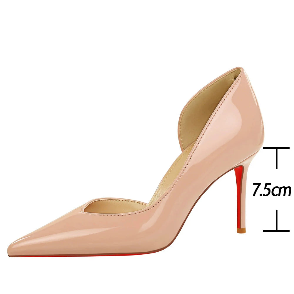 BIGTREE Shoes Women Pumps Patent Leather High Heels Sexy Party Shoes Stiletto Heels 7.5 cm Pointed Tip Ladies Shoes 4 Colors