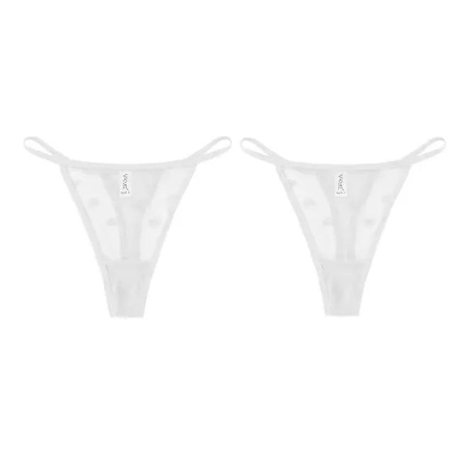 2Pcs Heart See Through Mesh G-String T-Pants Underpants Sexy Lace Sheer Underwear Women's Low Waist  Lingerie Thong Panties