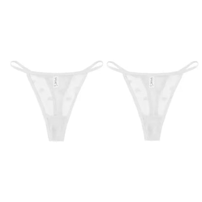 2Pcs Heart See Through Mesh G-String T-Pants Underpants Sexy Lace Sheer Underwear Women's Low Waist  Lingerie Thong Panties