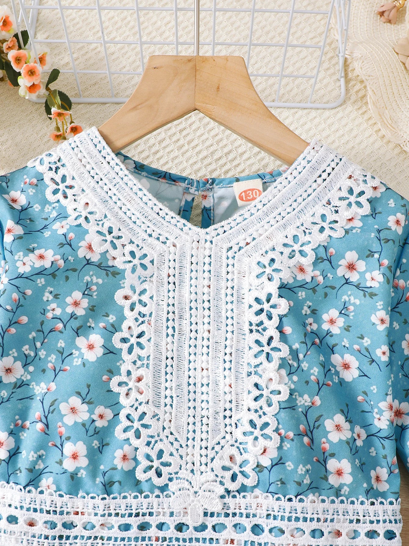 Middle East Girls Big Kids Short Sleeve Dress Floral Pattern Ethnic Style Summer Children Fashion Comfortable Versatile Dress