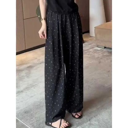 Women's Floral Print High Waist Wide Leg Pants Loose Casual Summer Trousers
