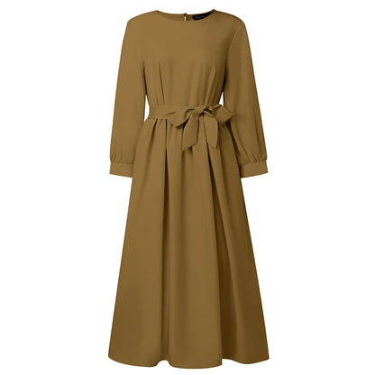 2026 ZANZEA Fashion Muslim Abaya Dress Dubai Robe Women Long Lantern Sleeve Pleated Sundress Elegant Solid A Line Party Dresses