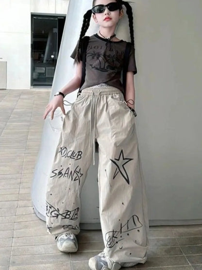 Girls' Summer Utility Pants 2026 Trendy Casual Long Pants Kids' Fashion Work Pants