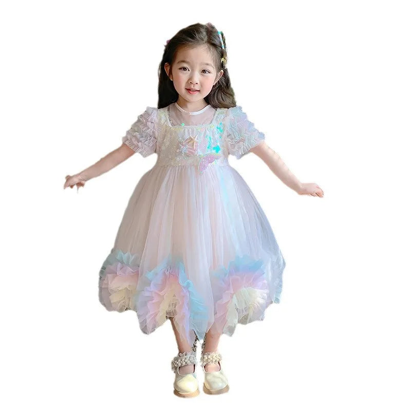 Mermaid Princess Dress New Girls' Western Style Fashion Pettiskirt Summer Children'S Dress