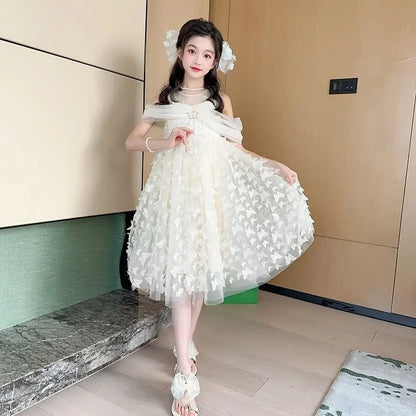 Summer Butterfly Dress Princess Skirt 2025 Girl Clothes 7 8 Years Holiday Girls 3-year-old Dresses Kids Children Girls' Luxury 4