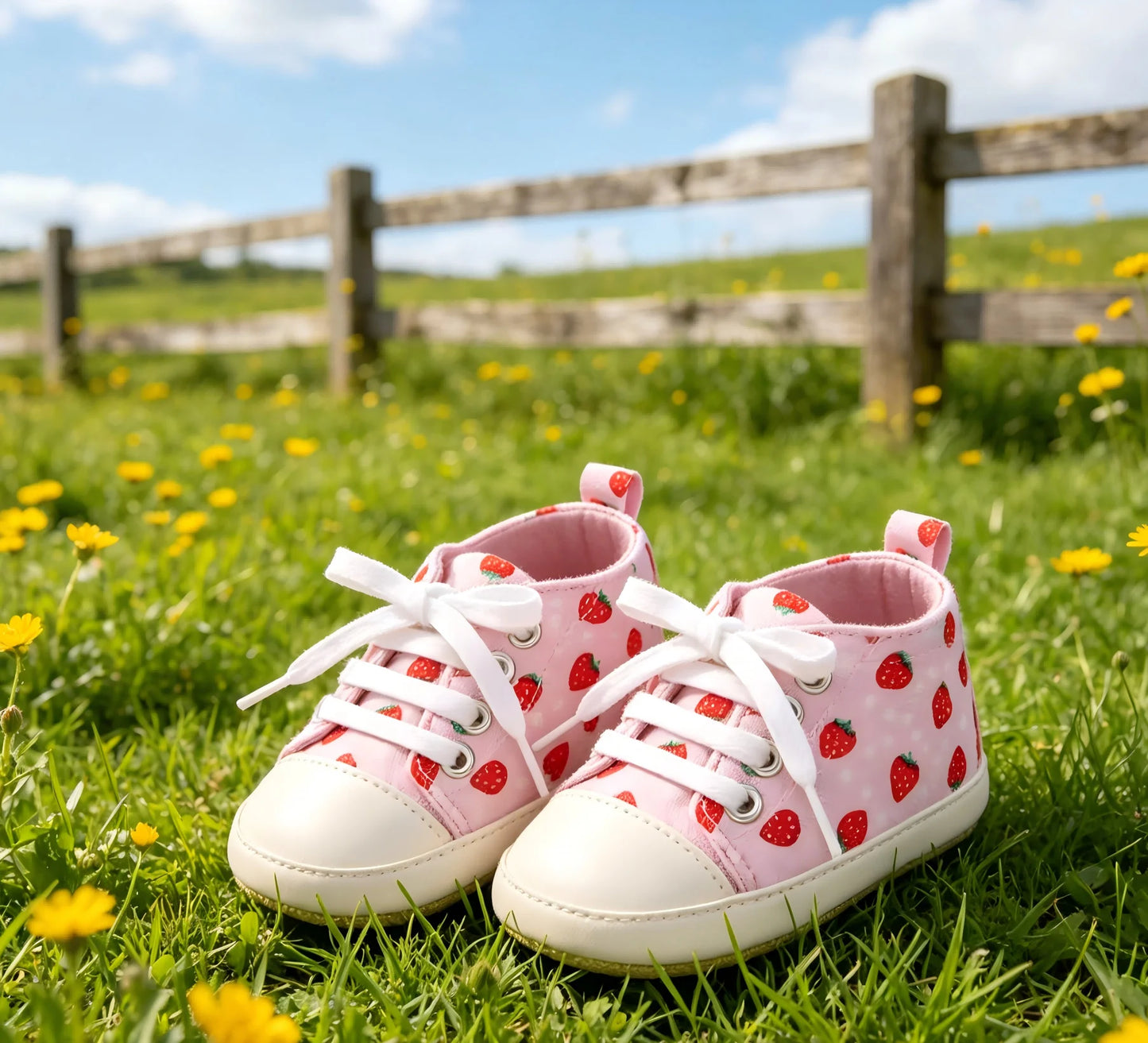 Baby Shoes With Soft Sole, 0-1 Year Old Female Baby Strawberry Flat Bottom Anti Slip Learning Shoes, Fashionable And Versatile D