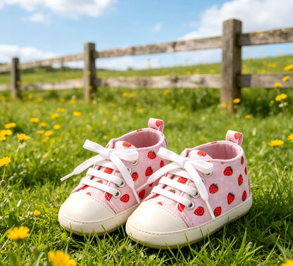 Baby Shoes With Soft Sole, 0-1 Year Old Female Baby Strawberry Flat Bottom Anti Slip Learning Shoes, Fashionable And Versatile D
