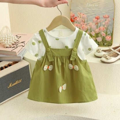 Baby Girl Clothes Summer Polka Dot Print Cute Three-Dimensional Bow Decoration Baby Dresses Sweet Birthday Party Baby Clothes